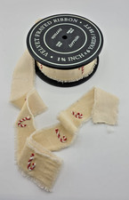 Anthropologie Terrain Candy Cane Embroidered Ribbon, Ribbon IVORY By the YARD
