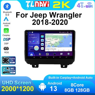 Car Radio w/ Android Auto, GPS & Video Player For Jeep Wrangler 2018 2019 2020