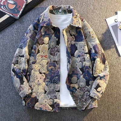 Luxury Men Denim Jacket Fashion Loose Casual Trendy High Street Retro Jean Coat