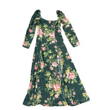 Reformation Sigmund Long Sleeve Crepe Midi Dress Belvedere Floral Green 2