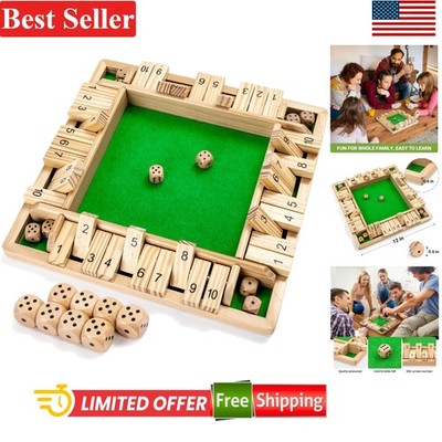 Wooden Shut The Box Game for Kids & Adults Large 12 Inch 2-4 Players