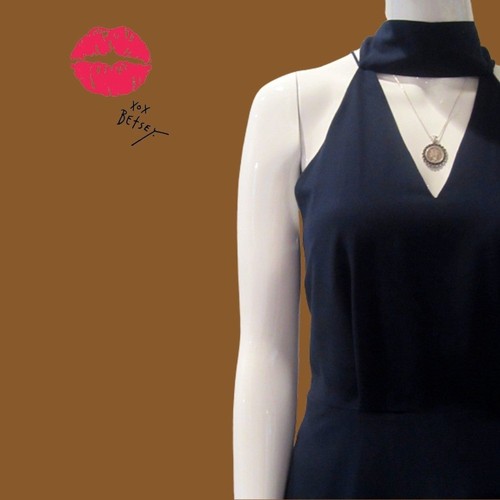 BETSEY JOHNSON NEW Choker/Mock Neck-Tie Halter Fit & Flare Dress 12 - Picture 4 of 12