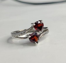 Natural Garnet Ring Engagement Statement Ring Solid 925 Sterling Silver Ring