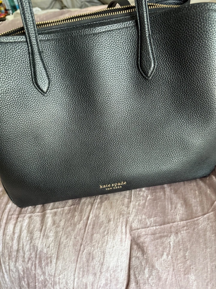 Kate Spade Black Pebbled Leather Multi-Compartment Commuter Bag Perfect Laptop - Image 2 of 4