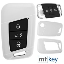 KEYLESS Auto Schlüssel Hülle Weiß für VW Arteon T-Roc Passat B8 Skoda Superb