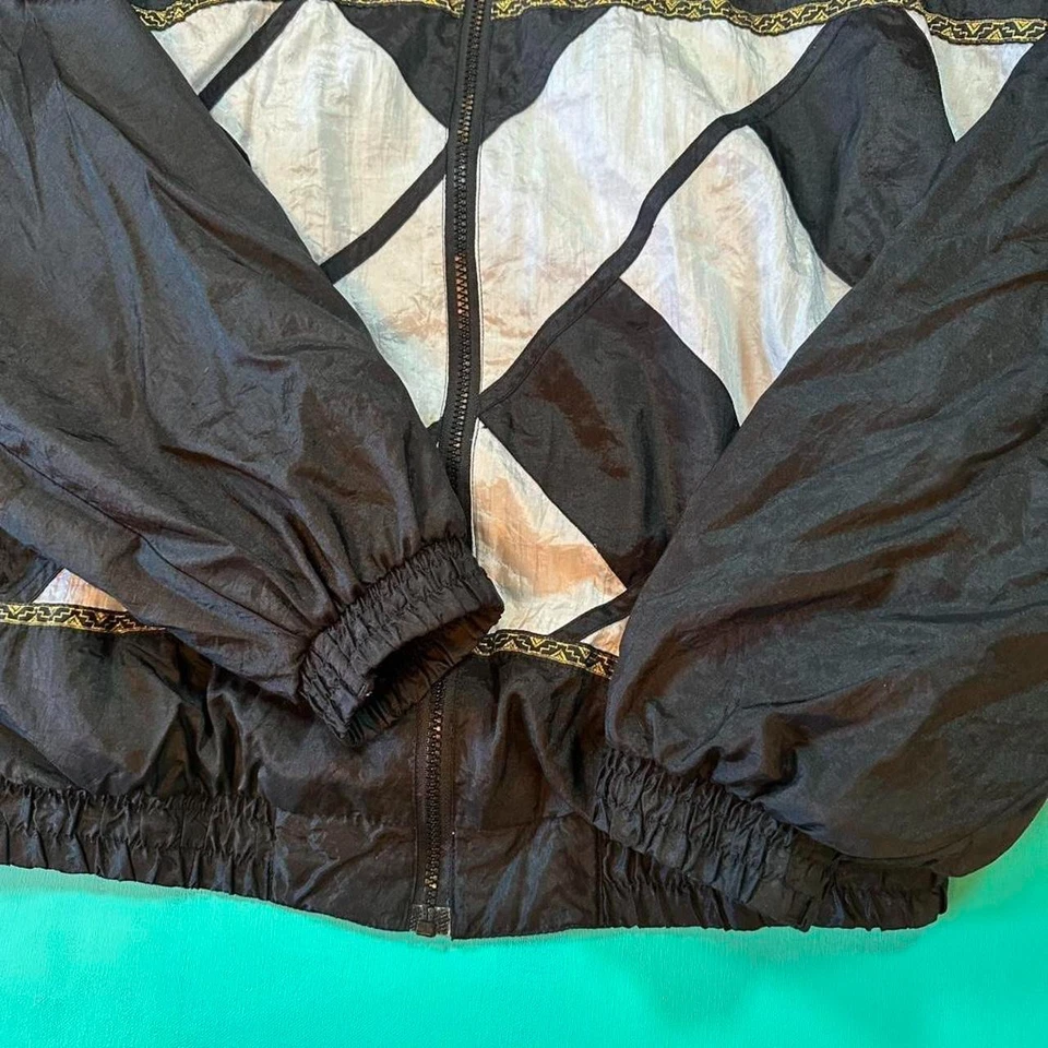 Jaqueta corta-vento vintage anos 80 com zíper e zíper vintage anos 80 leve unissex - Imagem 2 de 4