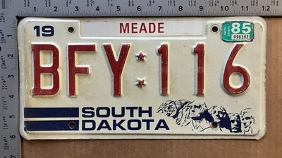 1985 South Dakota license plate BFY-116 Meade Ford Chevy Dodge 20833