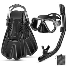 Snorkeling Gear for Adults - Mask Fins Snorkel Set with Panoramic View Snor
