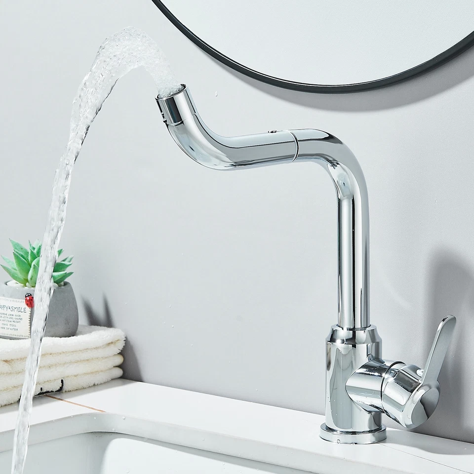 Waschtischarmatur Badarmatur 360° Wasserhahn Bad Waschbecken Mischbatterie Chrom - Bild 4 von 4