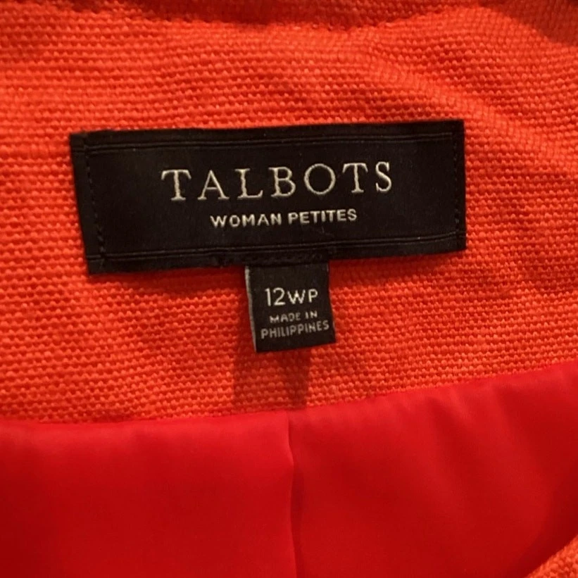 Blazer Talbots Mujer Lino Talla 12WP Clásico Preppy Trabajo Carrera Negocios Naranja Foto 2 de 4