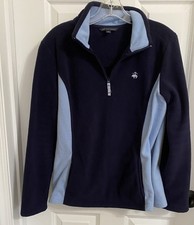 Brooks Brothers colorblock quarter-zip fleece pullover Women  s Large Blue