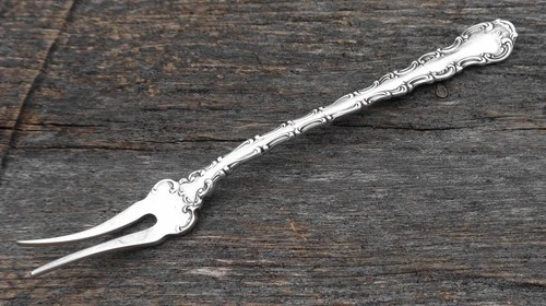 Vintage Gorham Strasbourg Sterling Silver Short Handle Pickle/Olive Fork No Mono