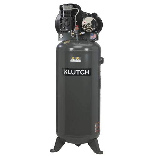 Klutch 60-Gallon Single-Stage Vertical Air Compressor, 3.7 HP, 230 Volts