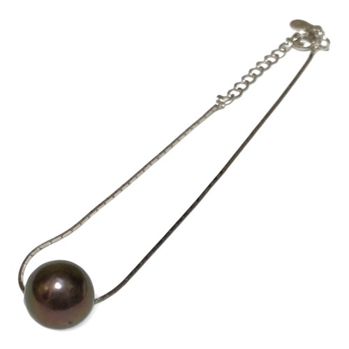 925 Sterling Silver 10mm Purple Black Round Cultured Pearl 7.5" Bracelet