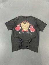 VTG 1993 Tasmanian Devil Taz Looney Tunes Daffy Duck Boxing Faded Black Shirt L
