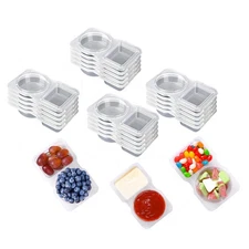 🥣 30 Pack Double Compartment Condiment Containers w/ Lids Reusable Snack Cups