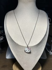 Hello Kitty Pendant Necklace Silver Chain Cute Jewelry Accessory