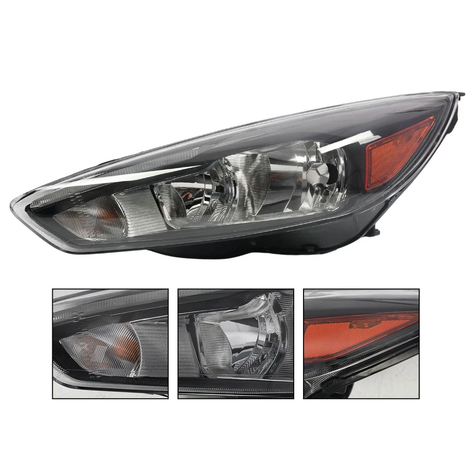 Conjunto de faros negros con bombillas modelo LED DRL para Ford Focus 2015-2018 Foto 3 de 4