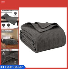 Waffle Weave Blanket 100 Cotton Queen 90x90 Dark Grey Lightweight Bed Summer