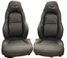 Fundas de asiento deportivas Corvette C5 de imitación de cuero en color negro completo (1997-2004)