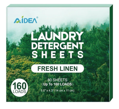 Aidea Laundry Detergent Sheets Fresh Linen 80 Sheets 160 Loads Travel Eco Friend