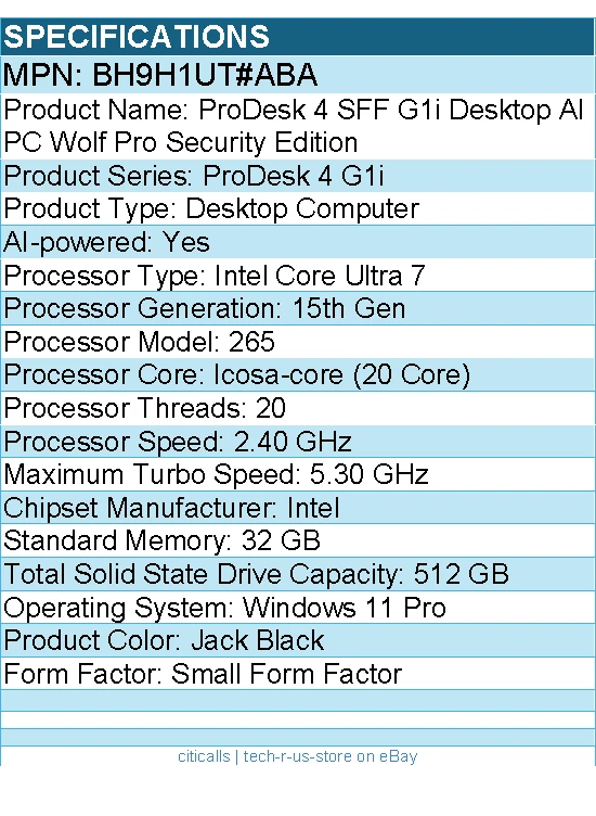 HP BH9H1UT#ABA ProDesk 4 G1i Desktop Computer - Intel Core Ultra 7 15th Gen - Image 2 of 4