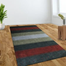 Eco-Friendly Hand Knotted Loom Wool Area Rug Contemporary Multicolor BBL00A98