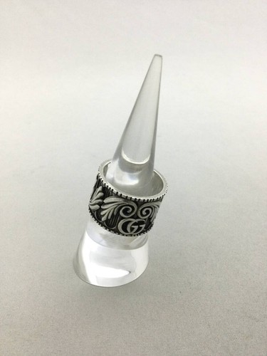Anello con piume GUCCI GG misura 8 argento 925 #566 - Foto 3 di 9
