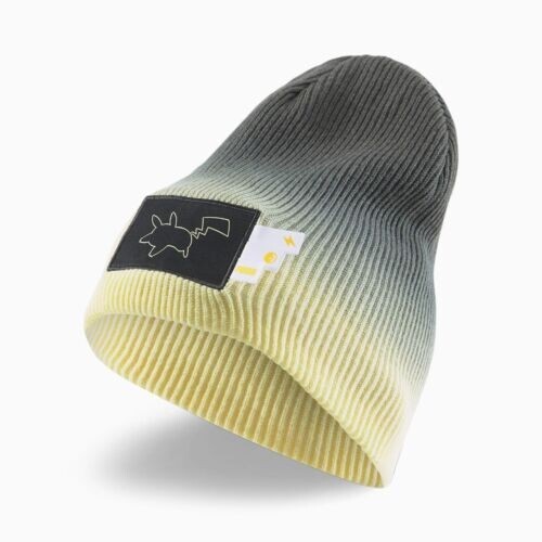 PUMA x POKEMON Collaboration For Kids Rib Knit Cap Beanie Gradient Black Lemon - Picture 1 of 5