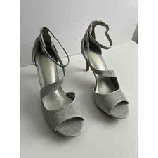 Dream Pairs Women's Open Toe Pump Stylish Heel Sandals Size 8 Silver Glitter