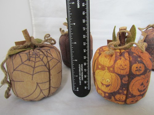 Primitive Pumpkins BAT Spider Web GHOST Boo 4pc Fabric Pumpkin NEW Collins - Picture 3 of 8