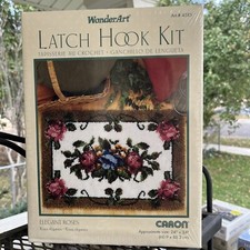 CARON WonderArt Latch Hook Kit - 24" X 34"- Elegant Roses 4385 NEW IN BOX STEM