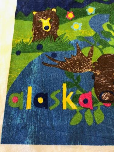 Alaska Screen Print Bold Vibrant Dish Tea Towel 15" x 25" Wildlife on a Towel - Picture 1 of 4
