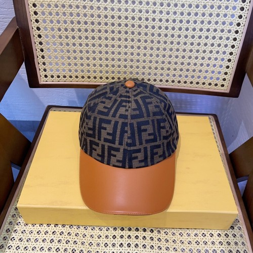 FENDI New Double F Patchwork Leather Baseball Cap - Picture 2 of 9