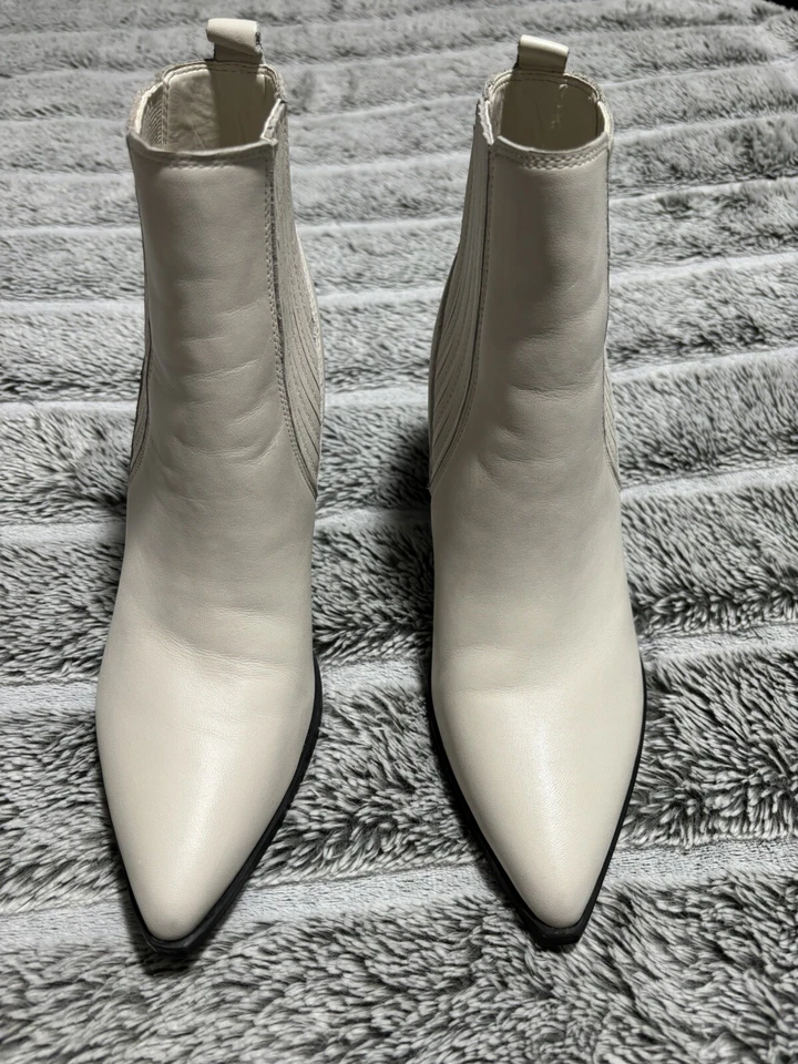 Botas de tío Marc Fisher de lona de cuero blanco talla 8M Foto 2 de 4