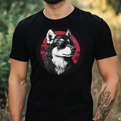 Mens Husky Sunglasses Cotton T-Shirt Size XS to 5XL
