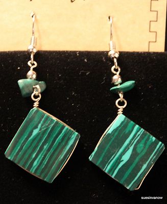 Handmade Native American Design Stone Geo Dangle Hook Earrings 2.5''  (10D )