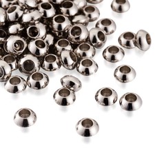 100 x Nickel Free Silver Alloy Rondelle Spacer Beads Crafts Jewerly Making 5.5mm