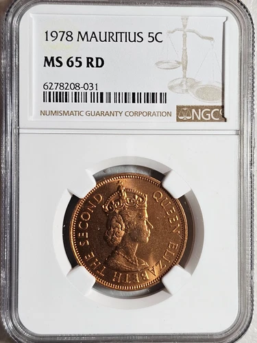 Mauritius 5 Cents 1978 NGC MS 65 RD