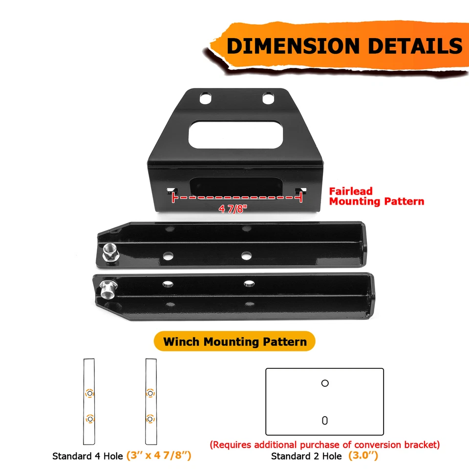 Soporte de montaje de cabrestante UTV Polaris RZR 570/800 2012-2022 + 4 7/8" Hawse Fairlead Foto 2 de 4