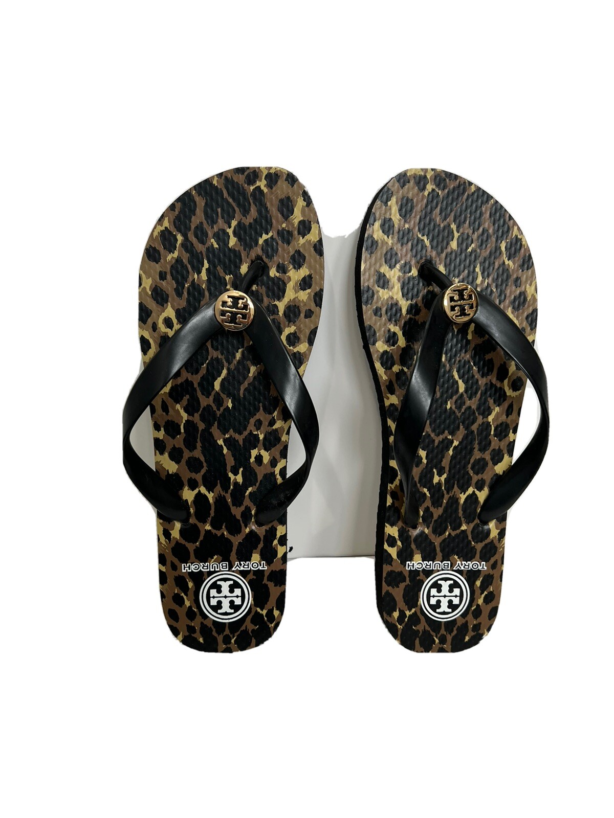 Tory Burch Wildlife Animal Leopard Cheetah Print Black Straps Flip Flops  Sandals 887712798872 | eBay