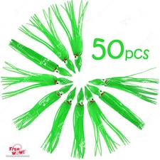 50pcs Green 4.75" Fishing Squid Skirts Octopus lures Hoochies 4-3/4 baits 12cm