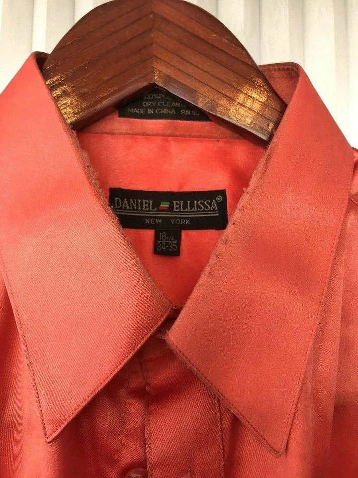Рубашка мужская Daniel Ellissa с длинным рукавом размер 16,5 34-35 оранжевый цвет доставка N 24h - Изображение 2 из 4