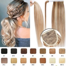 22" Wrap Around Ponytail Clip In 100 Human Hair Extensions Pony tail Highlight