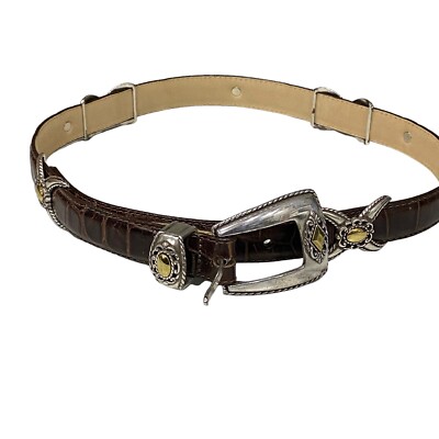 BRIGHTON Womens Western Belt Brown Size S 28 Gold Silver  display picture 1
