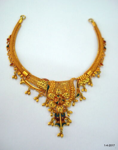 vintage antique 20kt gold necklace choker traditional handmade jewelry - Afbeelding 1 van 5