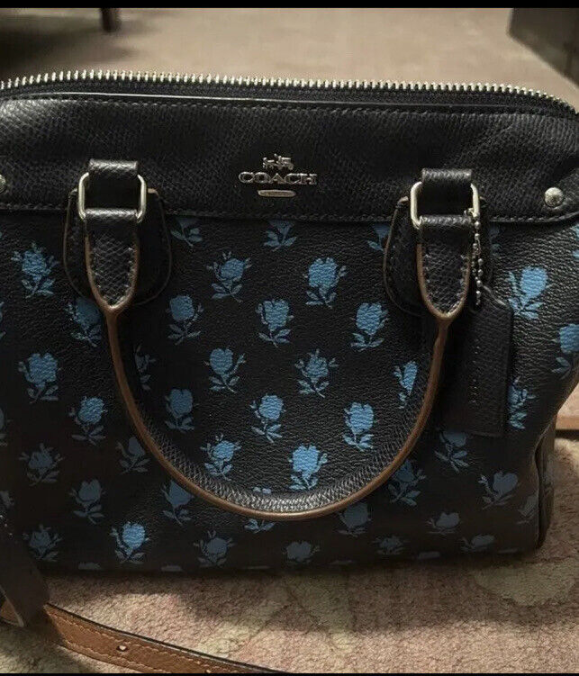 Coach Bag Purse Handbag Medium Floral Roses Blue | eBay Coach Bag Purse Handbag Medium Floral Roses Blue | eBay