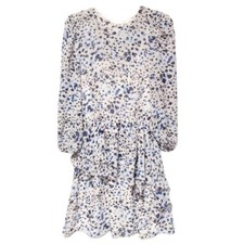 Eliza J. Women’s Ruffle Chiffon White And Blue Dress Size 6 NWOT