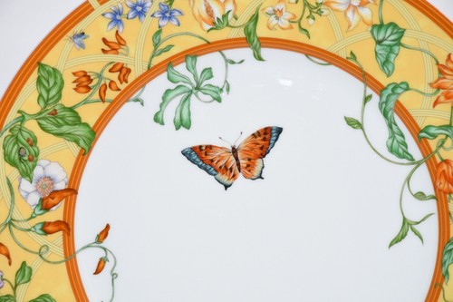Hermes La Siesta Dinner Plate 27 cm porcelain yellow flower 10.6" MINT - Picture 4 of 11