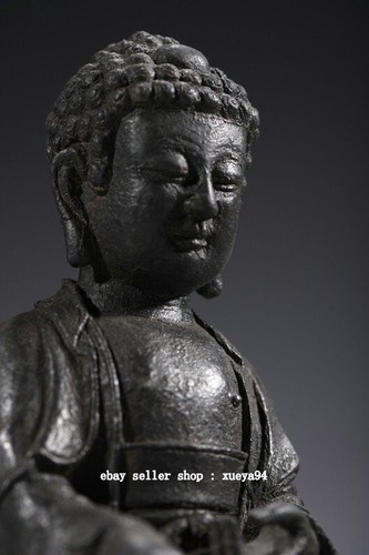 Old Tibet Buddhism Purple Bronze Shakyamuni Sakyamuni Amitabha Buddha Statue - Picture 6 of 9